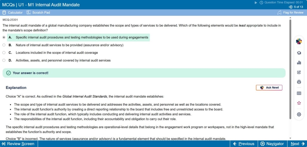 CIA practice question